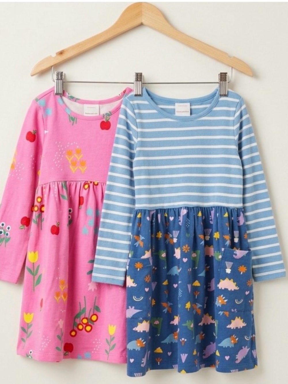 Hanna Andersson Pink Floral Dress & Blue Striped Dress Set